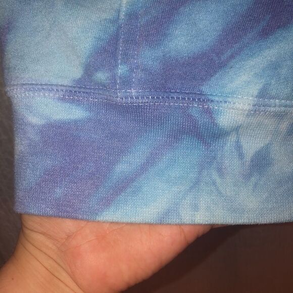 M Custom Tie Dye Blue White Cloud Pullover Sweatshirt Hoodie - Picture 5 of 13